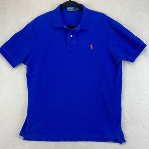 POLO RALPH LAUREN Mens shirt Blue w/ Orange Logo Size Medium